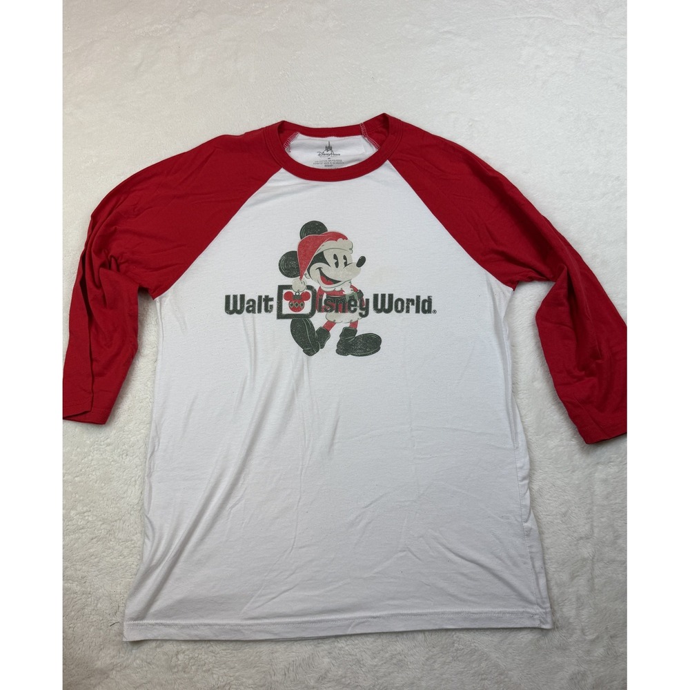 Disney Parks Walt Disney World Mickey Mouse Christmas Raglan Shirt Mens Medium